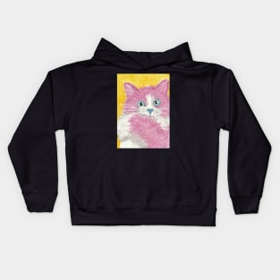 Pink cat art Kids Hoodie